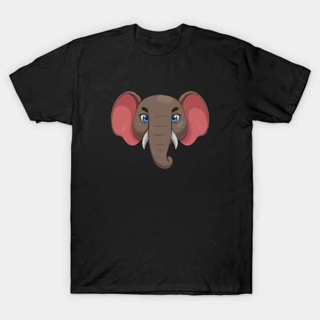 Cartoon Elephant Head T-Shirt by Rothana
